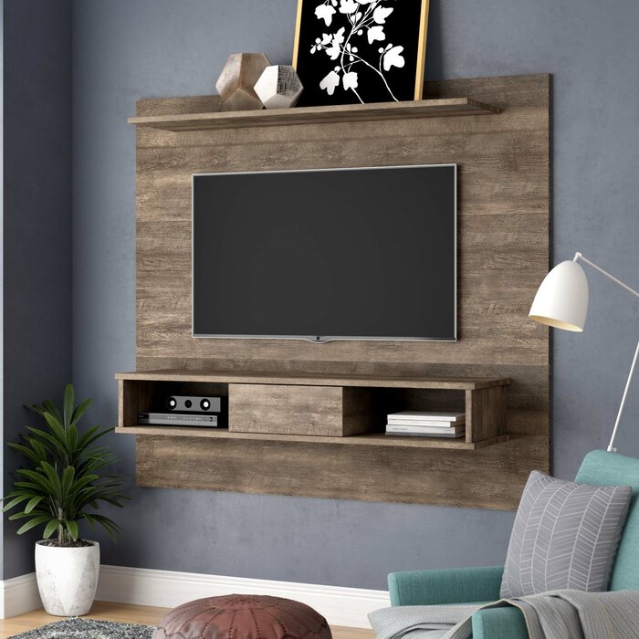 Distressed Brown Hawkinsville Floating Entertainment Center for TVs up to 70"