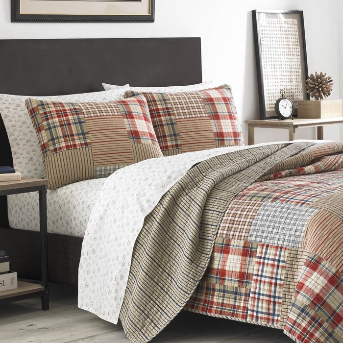 Full/Queen Quilt + 2 Standard Shams Hawthorne 100% Cotton Quilt Set ...