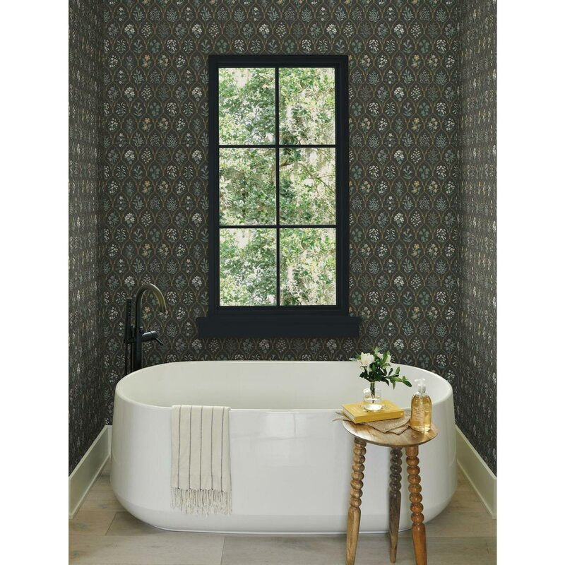 Black/Cream Hawthorne 27' x 27" Wallpaper Roll