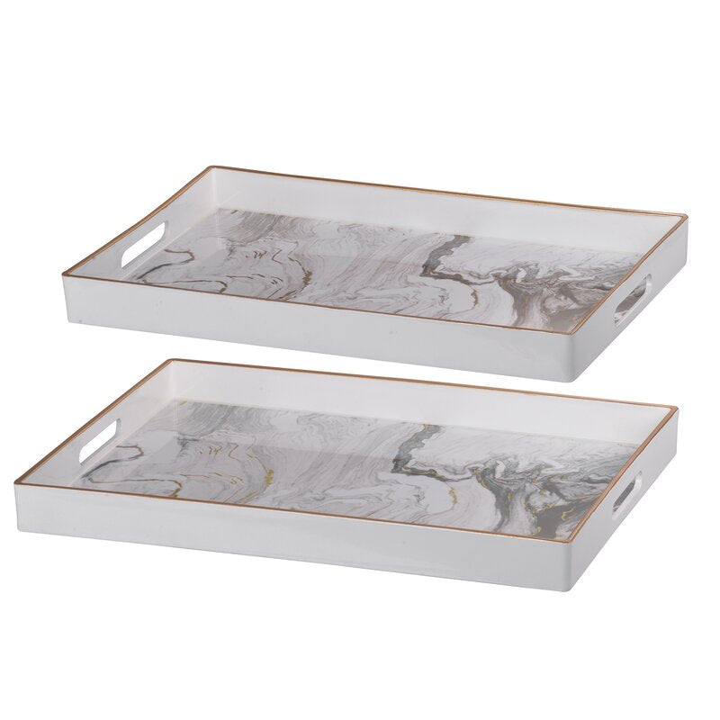 White Hazeltine Accent Serving Tray (Set of 2) CL473