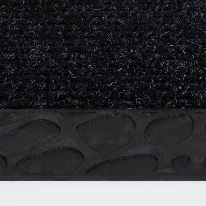 Black Heavy Duty All Season Stone Welcome Design Doormat, 18" x 28"