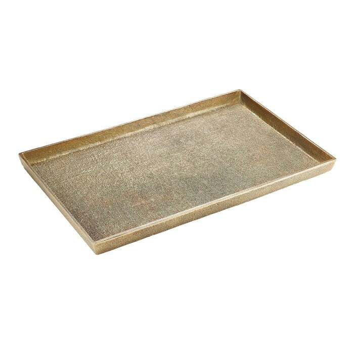 2" H x 18" L x 28" W Gold Hemp Metal Rectangle Decorative Tray by Steven Yarbrough