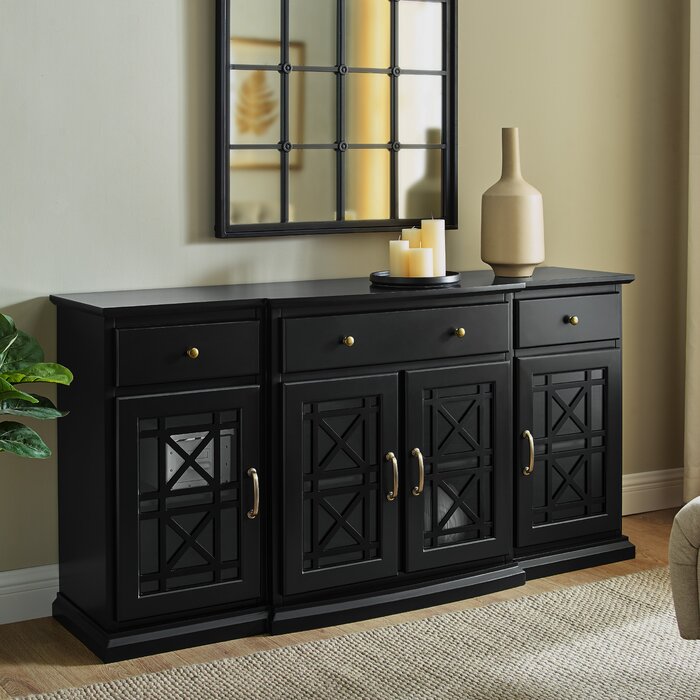 Black Hennigan 59.75'' Wide 3 Drawer Sideboard