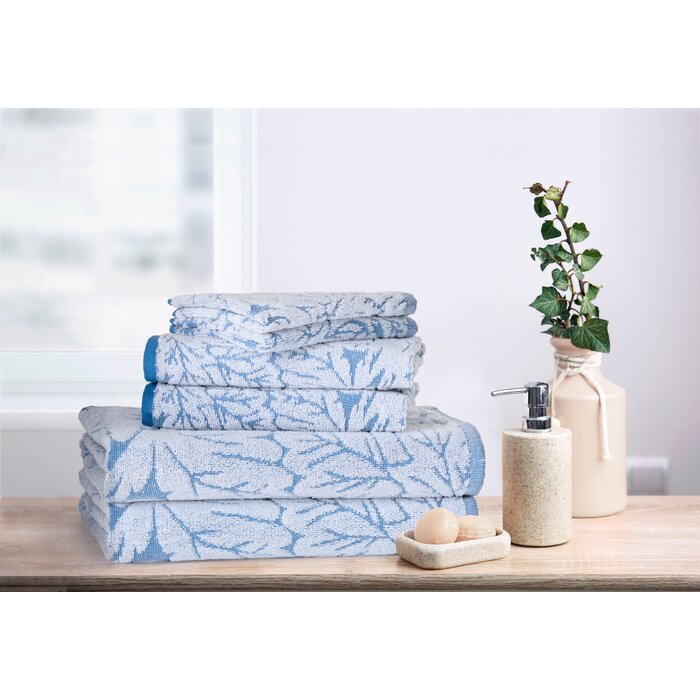 Blue Hepburn Woven Terry Jacquard 3 Piece Bath Towel Set - #RA106