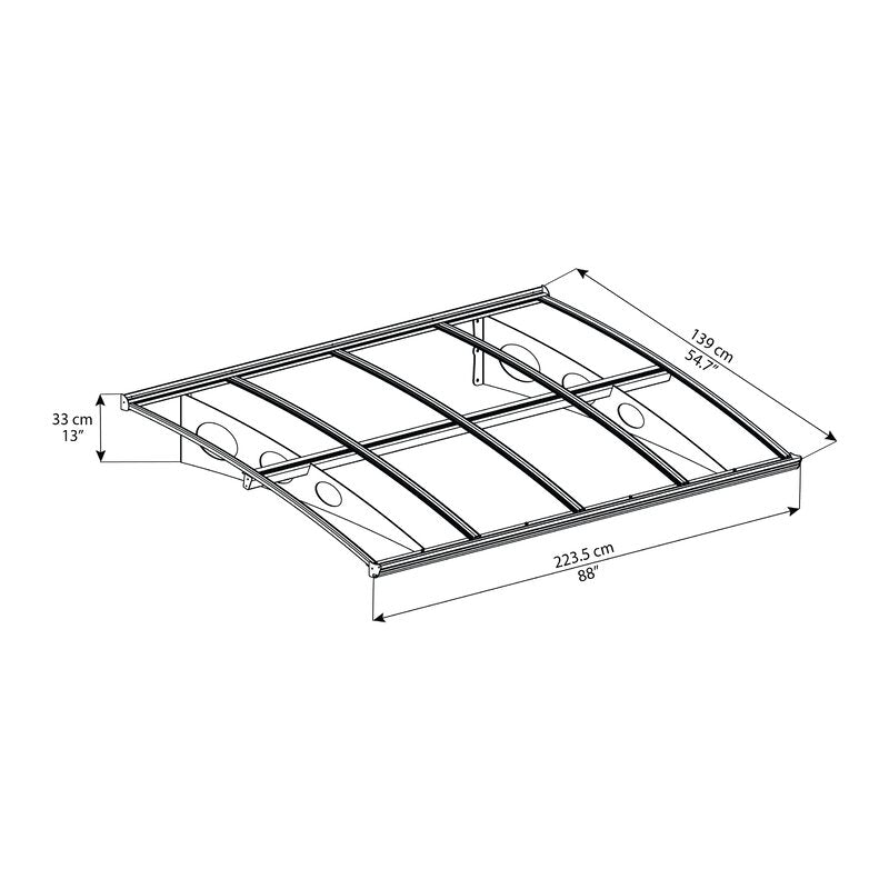 Herald 7' 3" W x 4' 6" D Convex Door Awning in Gray KB490