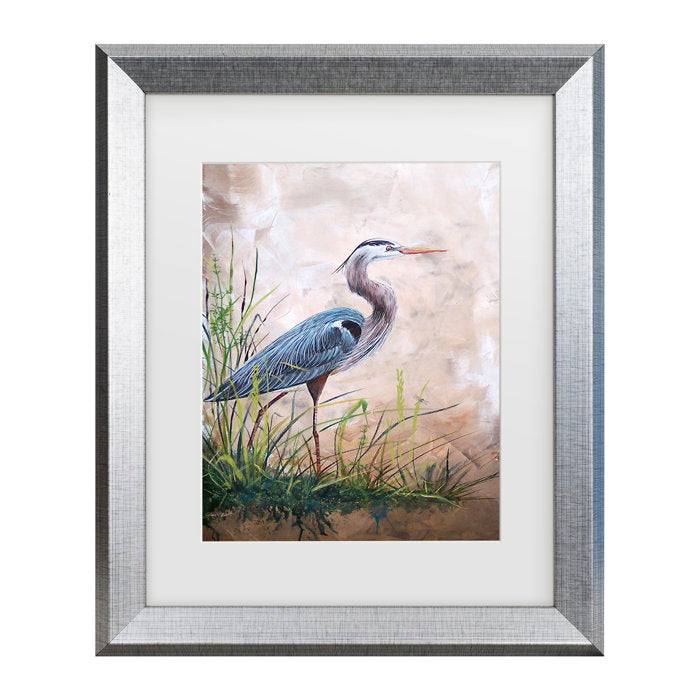 23.5" H x 19.5" W x 0.75" D Heron In The Reeds by - Picture Frame Graphic Art on Canvas