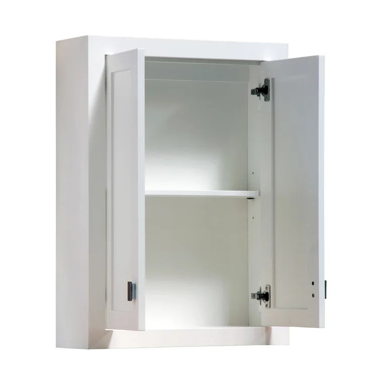 White Higuera 24'' W x 33'' H x 8'' D Solid Wood Wall Mounted Bathroom Cabinet
