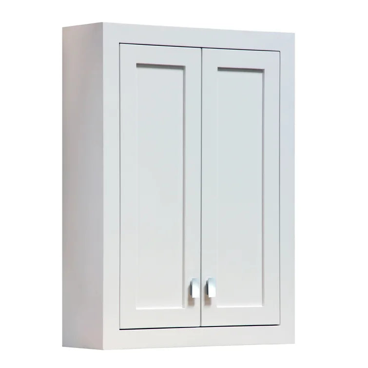White Higuera 24'' W x 33'' H x 8'' D Solid Wood Wall Mounted Bathroom Cabinet