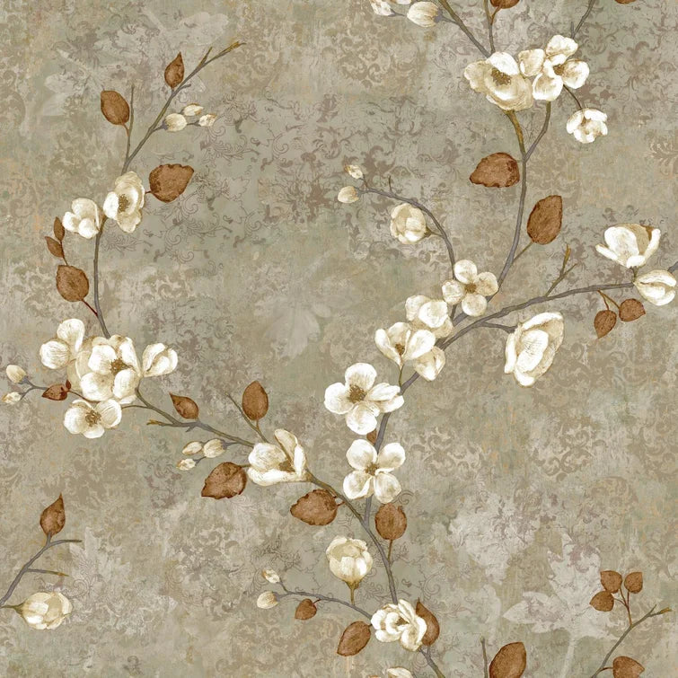 Beige/Tan/Gray/Green/White/Taupe Hiltz Dogwood 33' L x 20.5" W Wallpaper Roll