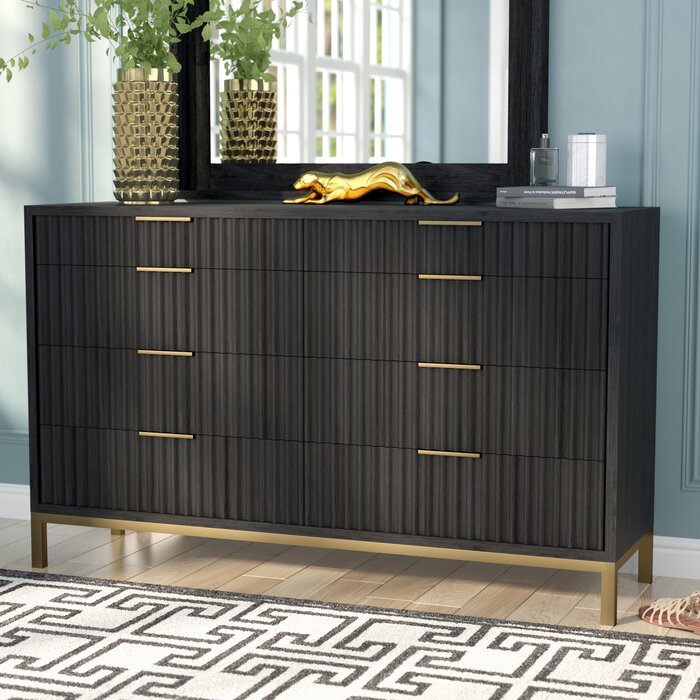 Black Oak Holford 8 Drawer Double Dresser
