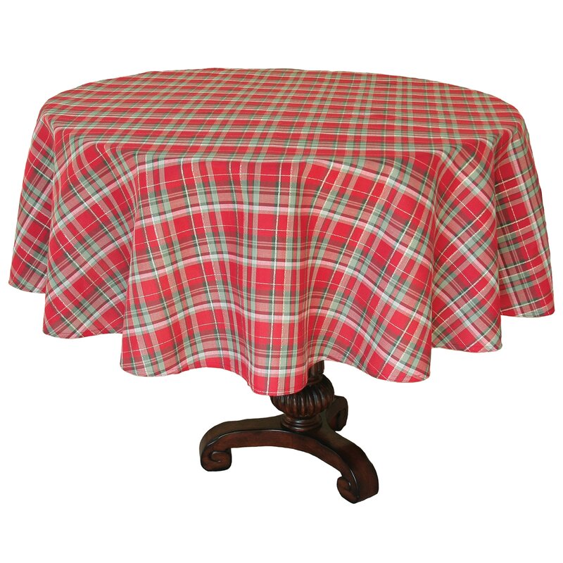70" L x 70" W Holiday Tartan Christmas Round Tablecloth