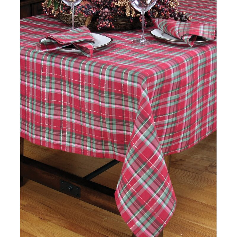 70" L x 70" W Holiday Tartan Christmas Round Tablecloth
