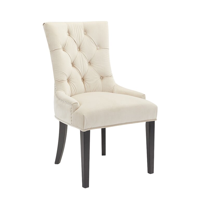 Holmsten Tufted Velvet Upholstered Dining Chair, Cream - SINGLE CHAIR (#K2228)