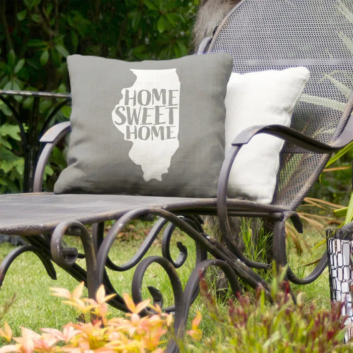 18" x 18" Gray Home Sweet Indoor/Outdoor Throw Pillow