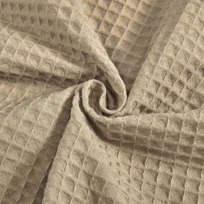 78" H x 71" W Linen Honeycomb Waffle Weave Shower Curtain With Snap-In Liner