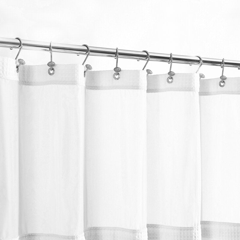 84" H x 71" W White Honeycomb Waffle Weave Shower Curtain With Snap-In Liner B25-HS116