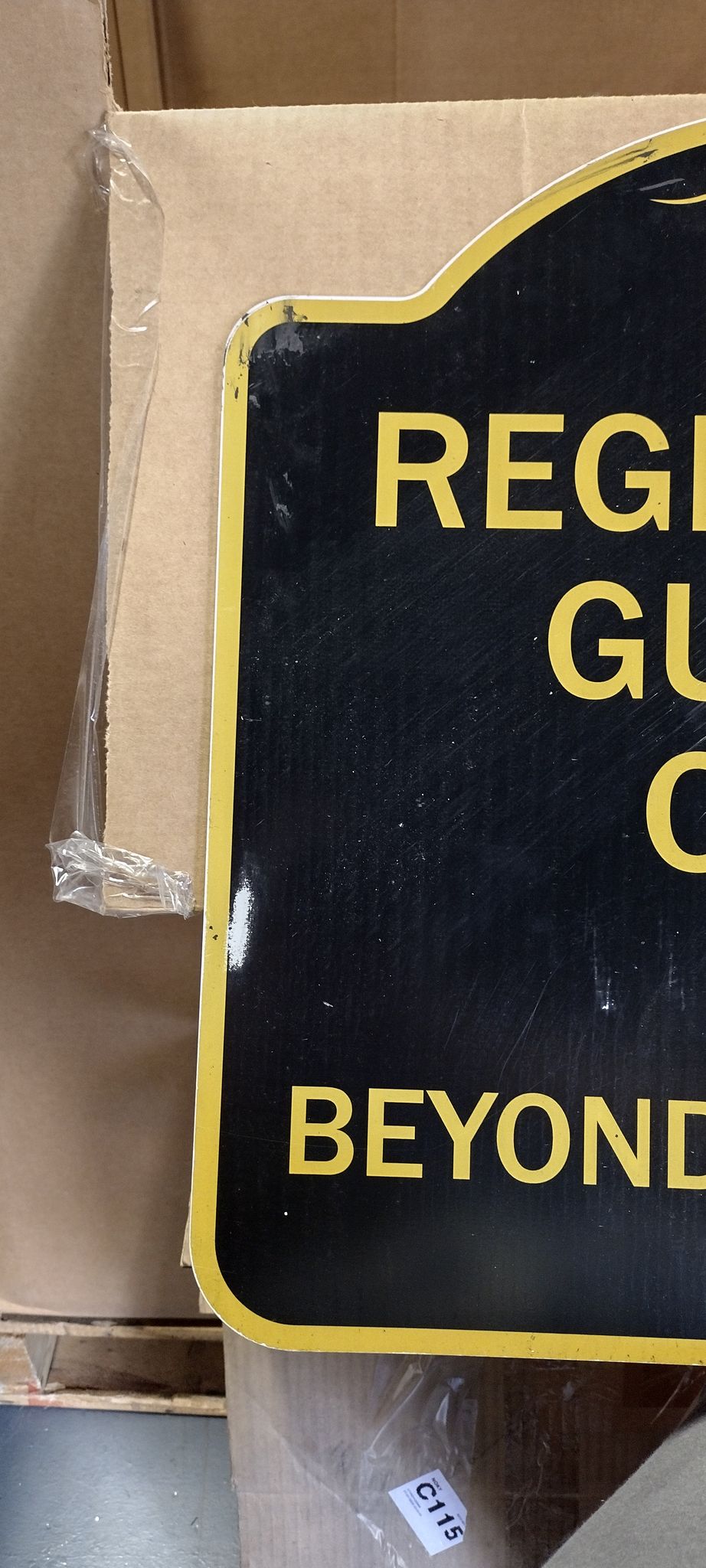 18" H x 18" W x 1" D Black/Gold Signmission Designer Series Sign - Registered Guests Only Beyond This Point | Black & Gold 18" X 18" Heavy-Gauge Aluminum Architectural Sign | Protect Your Business & Municipality | Made In The USA