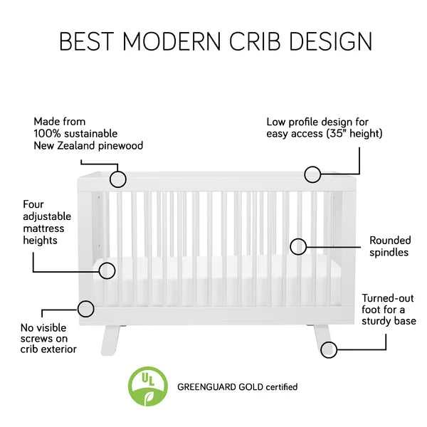 White Hudson 3-in-1 Convertible Crib 35'' H x 53.75'' L x 29.75''