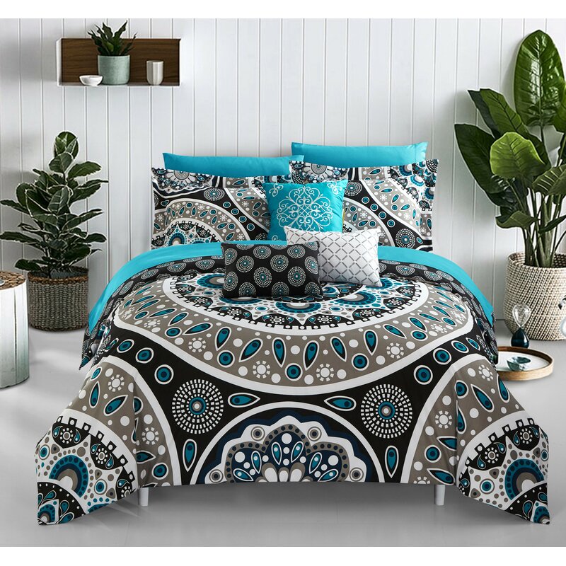 Black/Blue Hulcott Reversible Comforter Set RA147