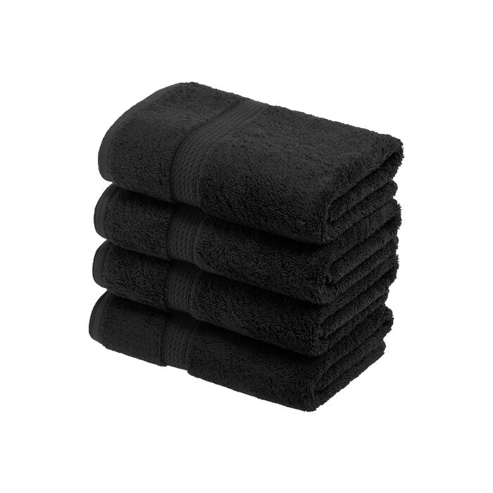 Black Huson 4 Piece Egyptian-Quality Cotton Hand Towel Set
