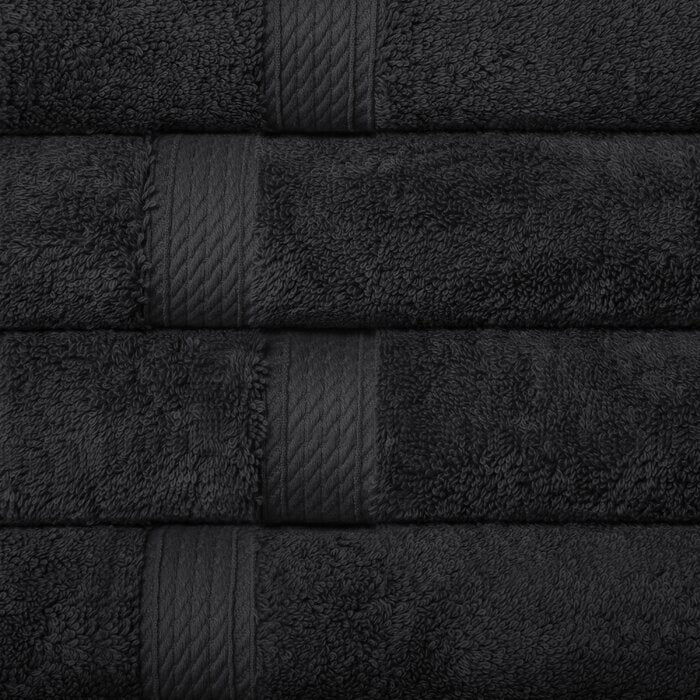 Black Huson 4 Piece Egyptian-Quality Cotton Hand Towel Set