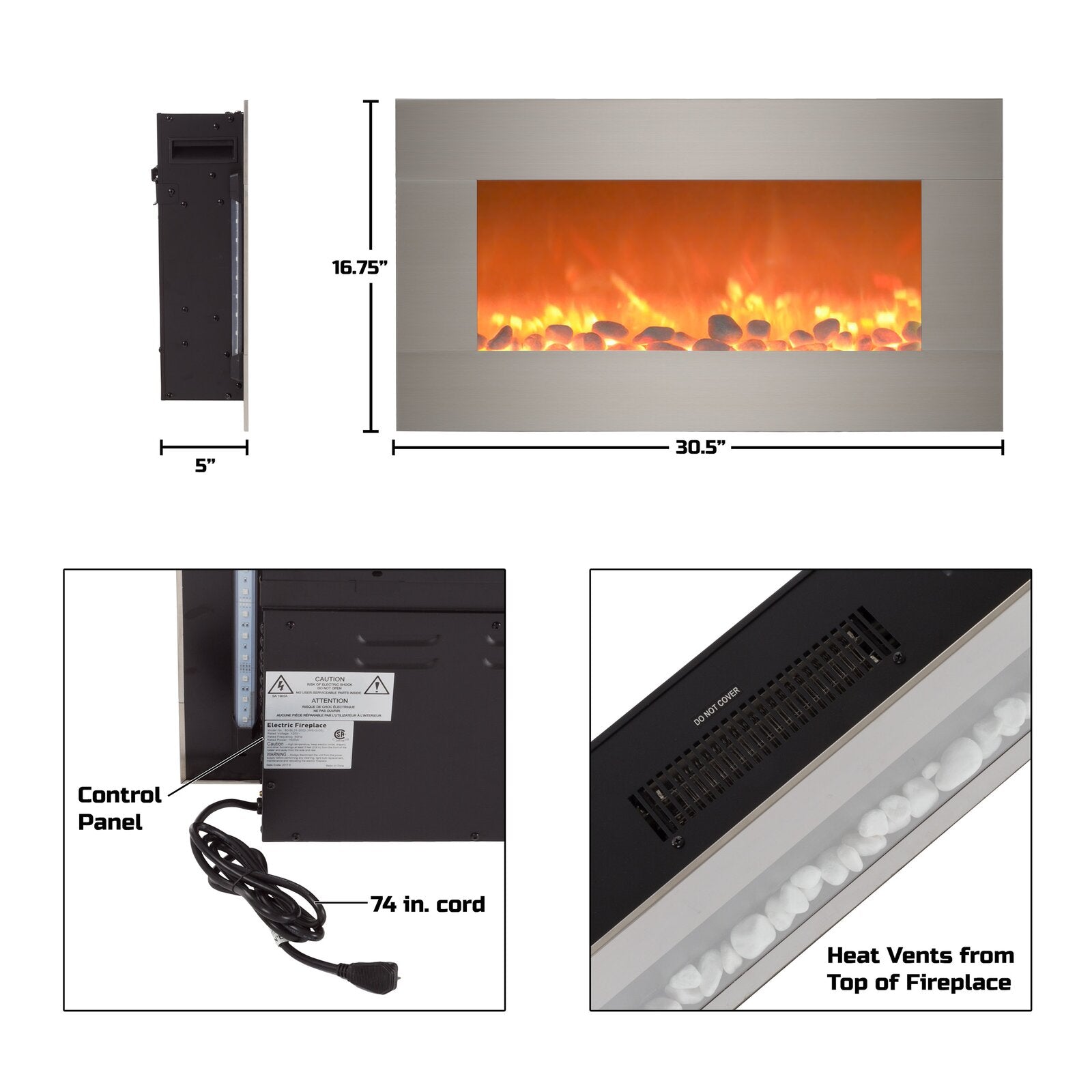 Hyler Wall Mounted Electric Fireplace TTR517