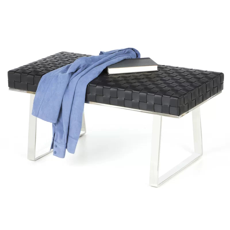 Black Hyperion One Seat Leather Bench