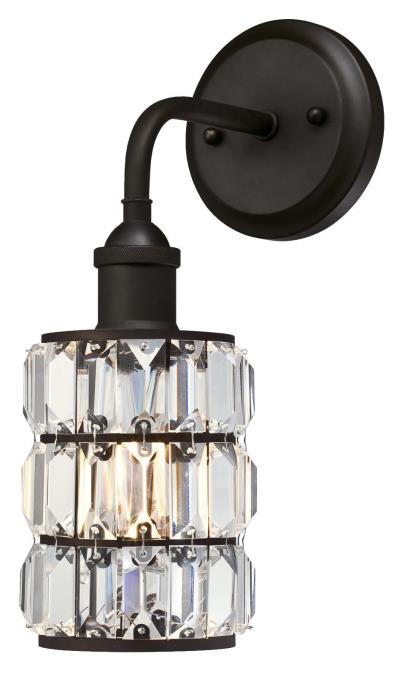 1 Light Wall Fixture Oil Rubbed Bronze Finish Crystal Prism Glass K8676