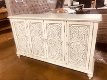 Load image into Gallery viewer, Ornate Four Door White Credenza
