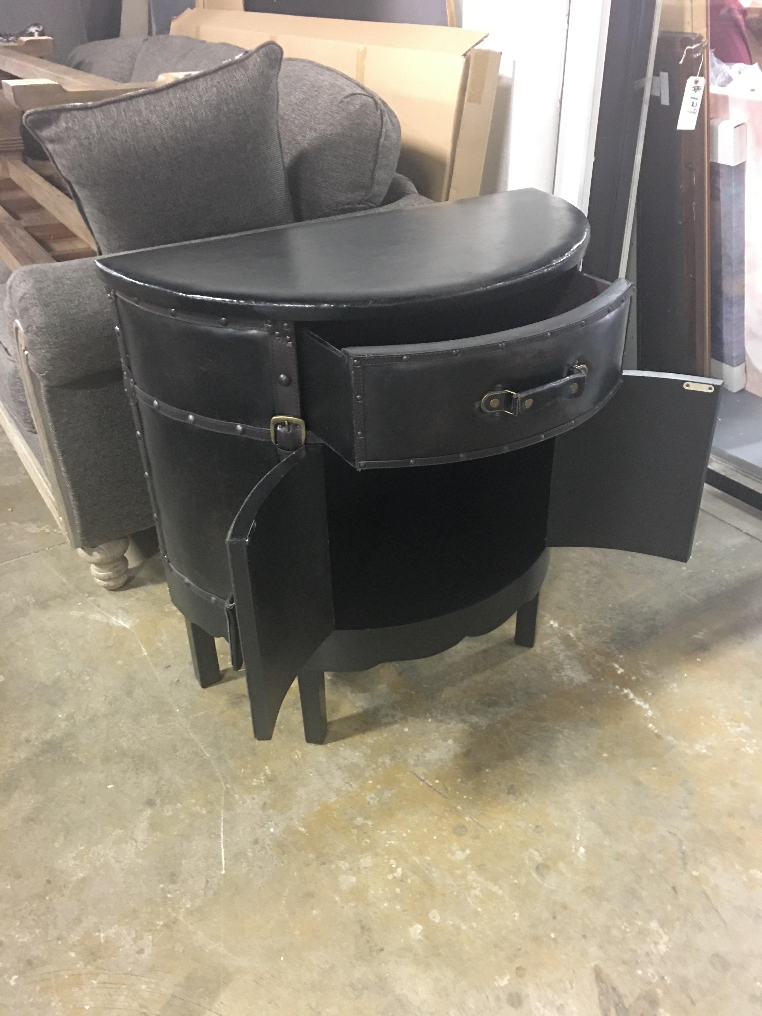 2 Door Faux Leather Accent Cabinet