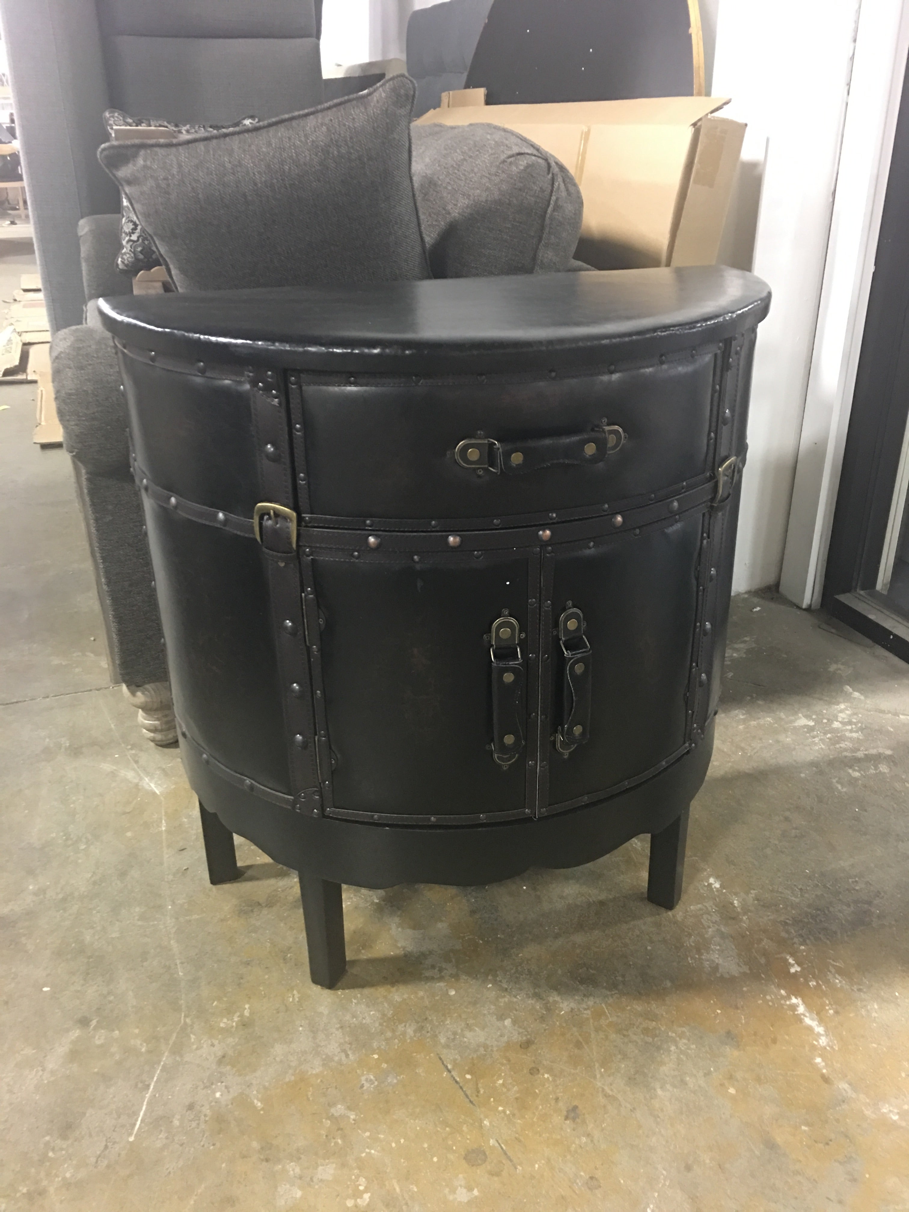 2 Door Faux Leather Accent Cabinet