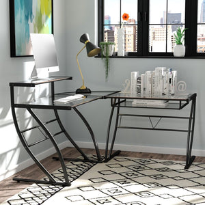 Tewkesbury Glass L-Shape Computer Desk 1010