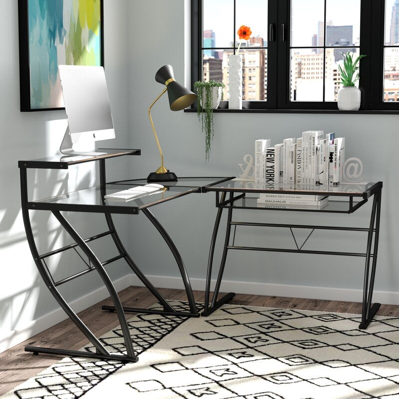 Tewkesbury Glass L-Shape Computer Desk 1010