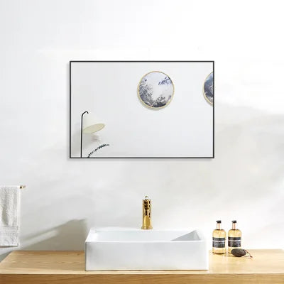 28" x 20" Black Idina Rectangle Metal Wall Mirror