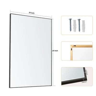 28" x 20" Black Idina Rectangle Metal Wall Mirror