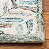 Ikat Handmade Tufted Wool Area Rug in Aqua/Turquoise rectangle 4'x6'