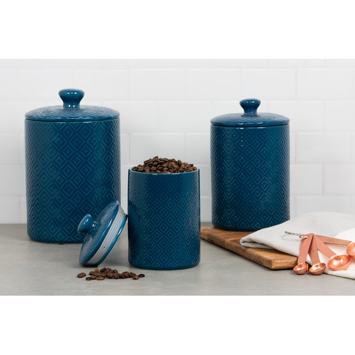 Blue Ilse 3 Piece Kitchen Canister Set