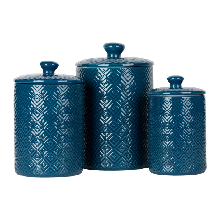 Blue Ilse 3 Piece Kitchen Canister Set