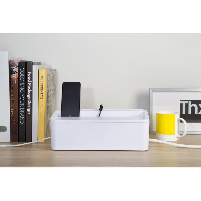 In-Box Charging Station and Power Strip Storage, White (#K3961)