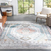 Indira Oriental Area Rug in Blue/Ivory rectangle 5'3