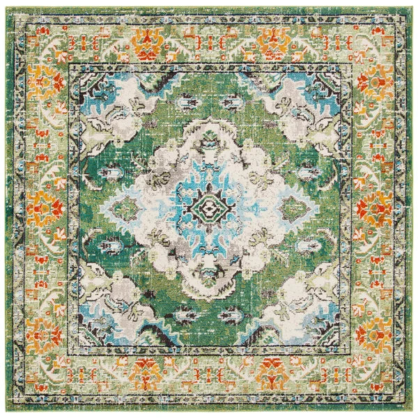 Indira Oriental Area Rug in Forest Green square 11'