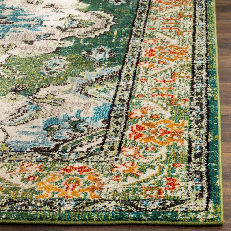 Indira Oriental Handmade Flatweave Area Rug in Forest Green, Runner 2'2" x 12'