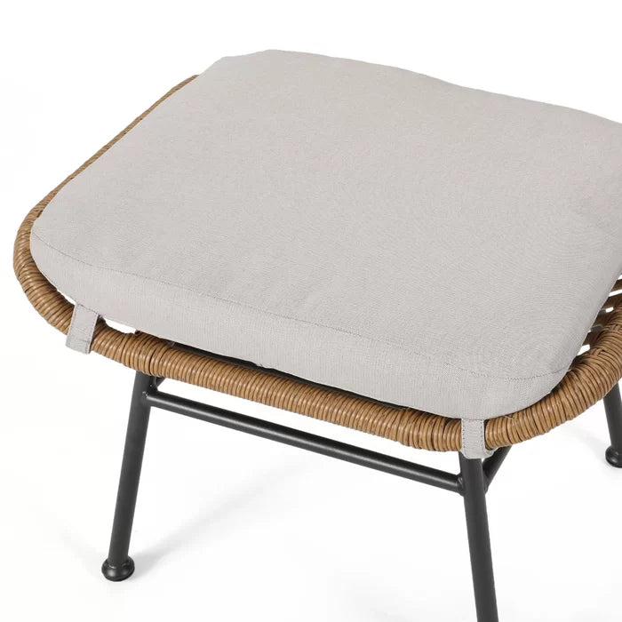 Light Brown/Beige Ingle Outdoor Ottoman with Cushion (Set of 2)