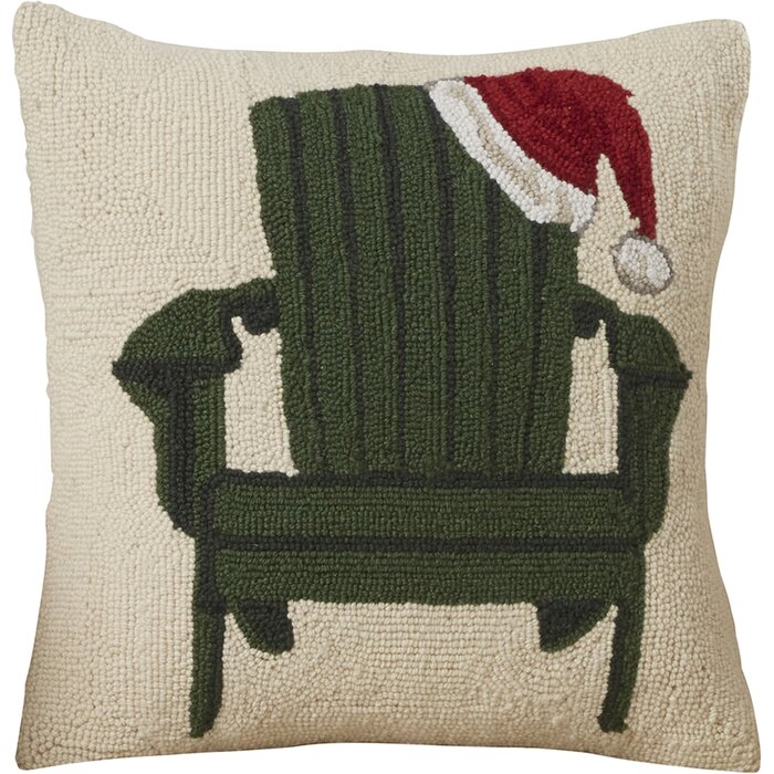 17 In x 17 In Square Inglewood Chair With Santa Hat Hook Wool Throw Pillow, (Set of 2)