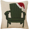 Beige/Green Inglewood Chair With Santa Hat Hook Wool Throw Pillow ts455