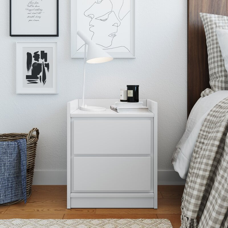 White Inia Low Profile Nightstand QL203