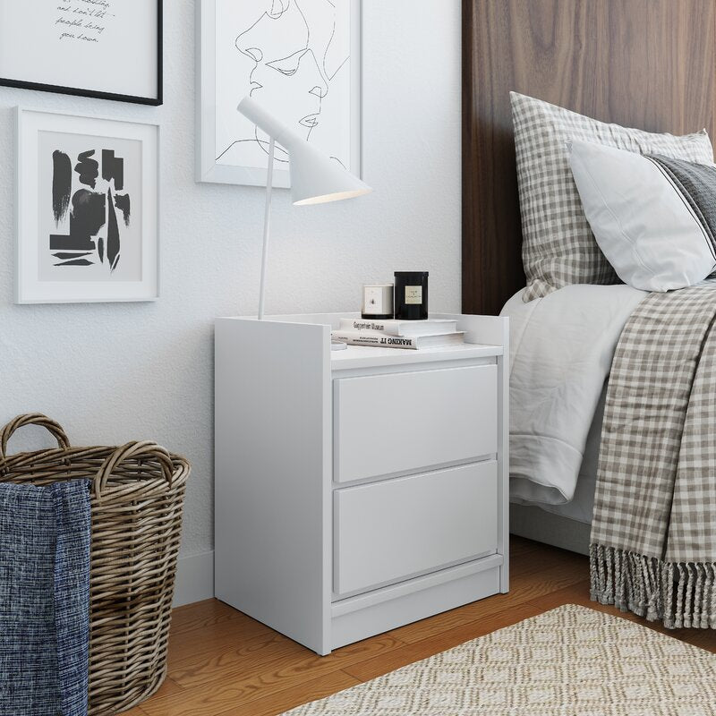 White Inia Low Profile Nightstand QL203