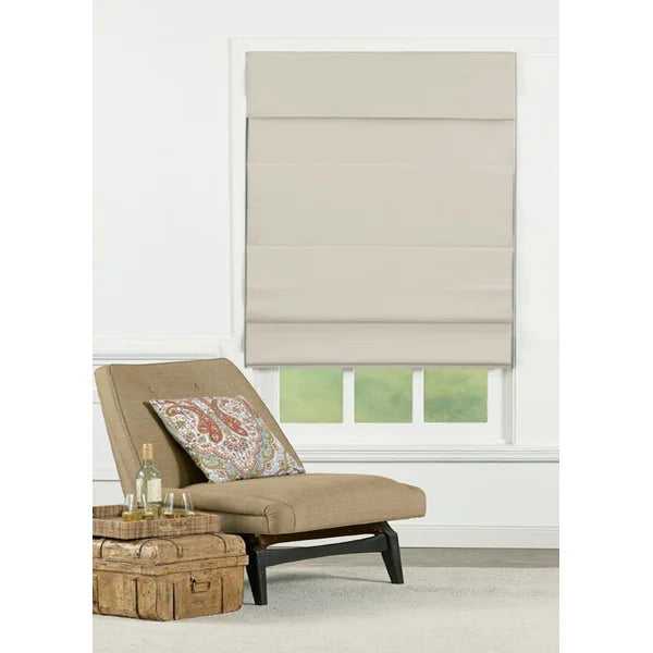 34"W x 72"L Ivory Insulating Cordless Blackout Roman Shade