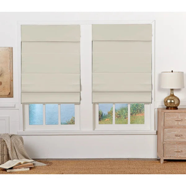 34"W x 72"L Ivory Insulating Cordless Blackout Roman Shade