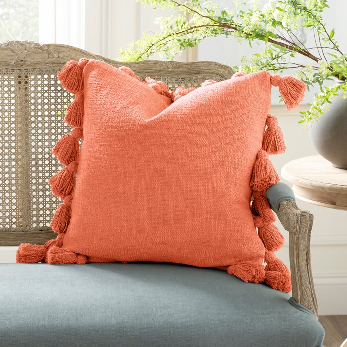 18" x 18" Russet Interlude Luxurious Square Cotton Pillow Cover and Insert